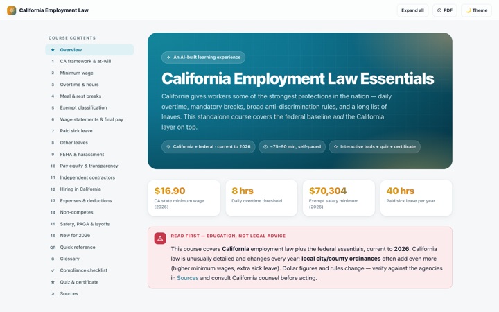 California employment law course