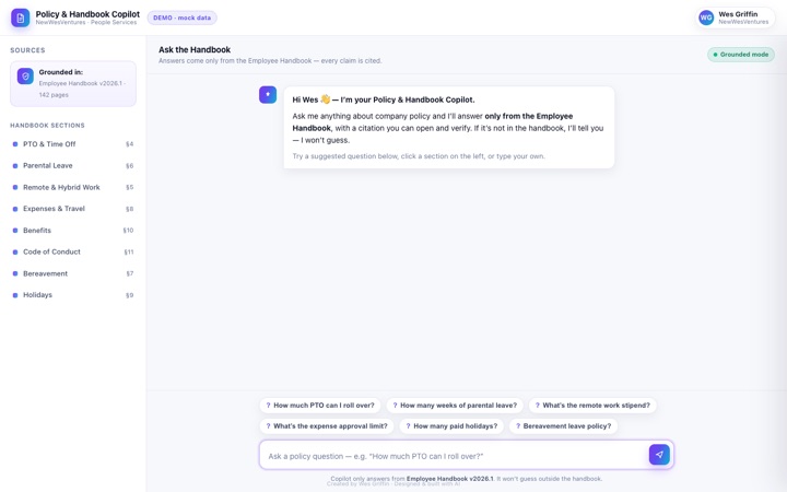 Policy and Handbook Copilot demo